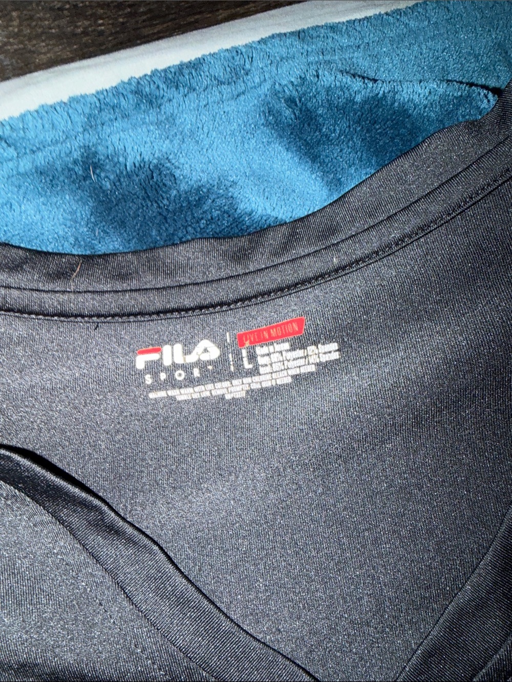 Fila Black V-Neck Performance Top with White Logo - Picture 2 of 2